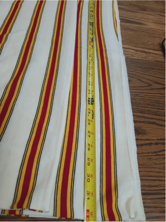 Unbranded Other - Vtg 70s Striped Knit Jersey Tubular Fabric Red Yellow White 1 Yd 14 In x 32